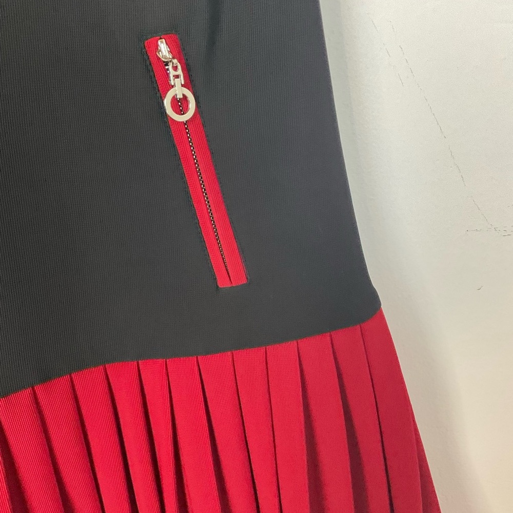 Vintage Dress Mod Tennis Retro Drop Waist Retro Black Red Sleeveless Size Medium - Picture 4 of 9